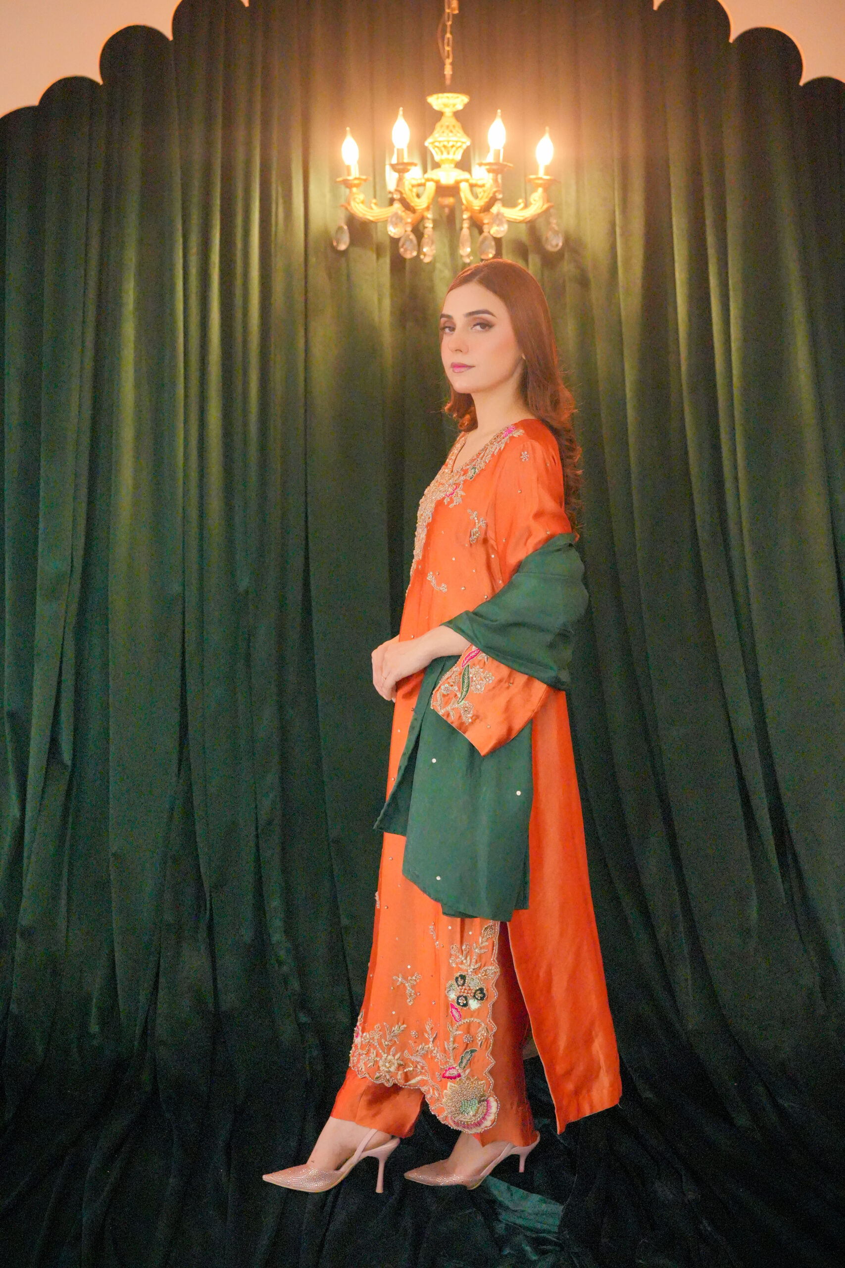 Shabnam Rust And Green AZ07